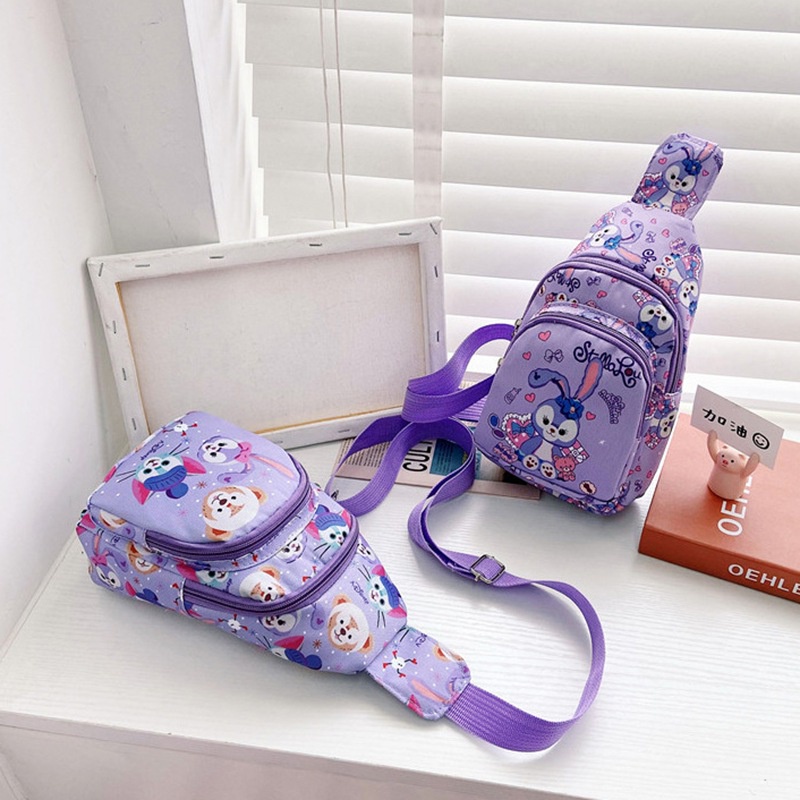 Túi đeo chéo canvas đa năng có khóa kéo dễ thương cho bé