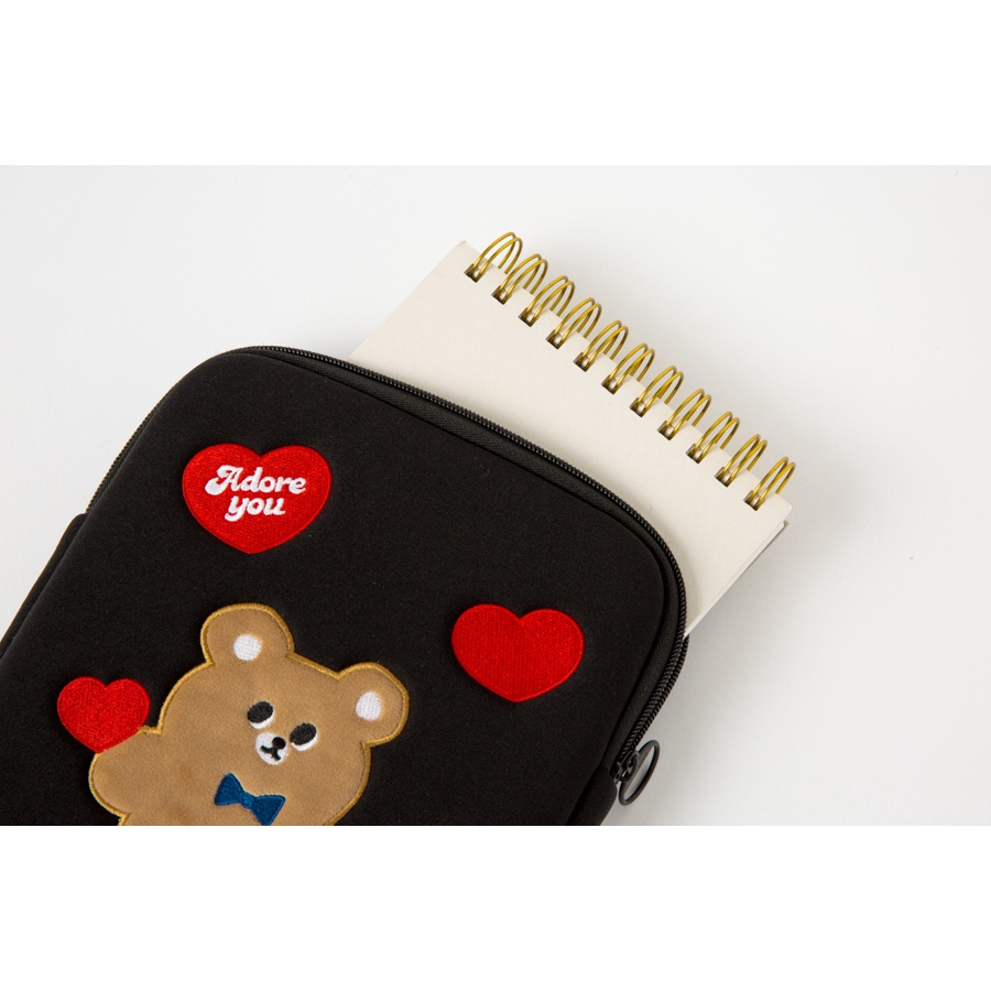 Túi Đựng Máy Tính Bảng ARTBOX Hàn Quốc Màu Đen Họa Tiết Chú Gấu Bear Và Trái Tim Đáng Yêu 11 Inch