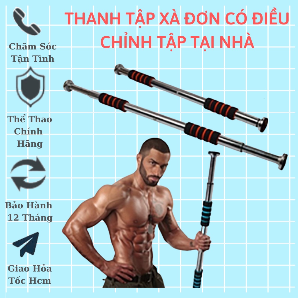 Thanh Tập Xà Đơn Treo Tường Gắn Cửa Nhiều Cỡ Từ 60-130cm kích Thước Có Thể Tùy Chỉnh Phù Hợp Tập Gym Tại Nhà-DATHANG1688