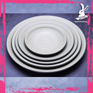 [Mẫu Mới]Dĩa Tròn Có Vân 12 Nâu Nhựa Melamine Đài Loan