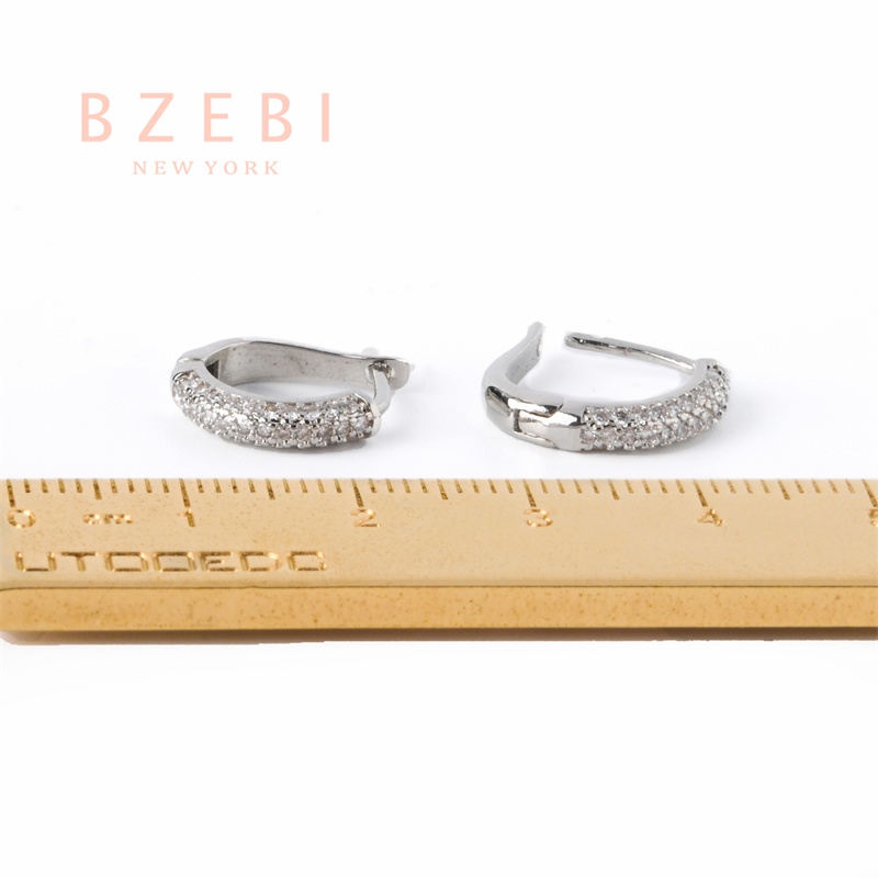 BZEBI Mitton Vòng Bông Tai Bạc Nữ Mạ Bạch Kim 18K Kim Cương Phụ Kiện Không Gây Dị Ứng 718e