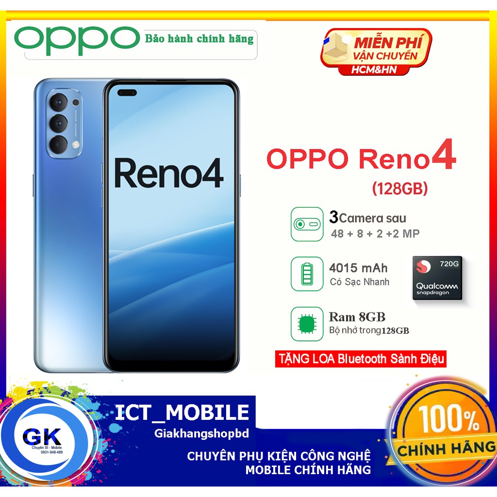 [Nguyên Seal] Điện thoại OPPO Reno 4 8GB/128GB & Bảo Hành 12 Tháng - Hàng Chính Hãng