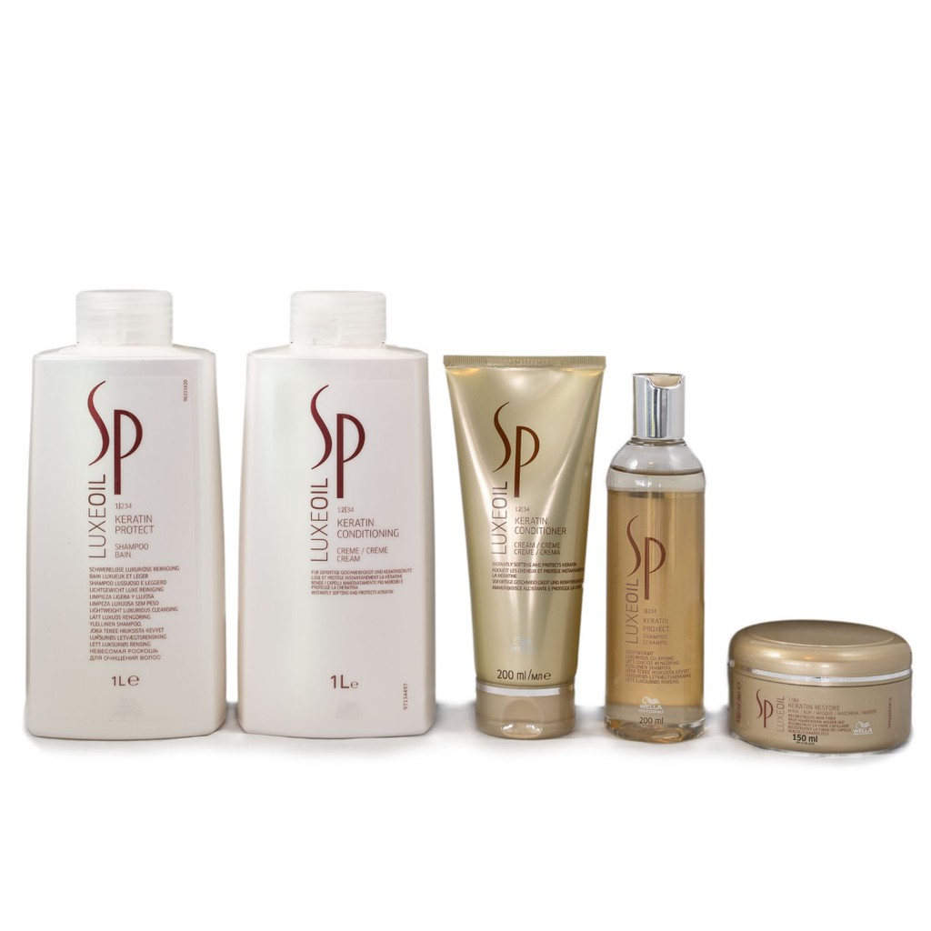 Dầu gội, dầu xả, hấp dầu, tinh dầu và xịt dưỡng Sp Luxeoil Keratin Protect 1000ml dành cho tóc khô xơ, hư tổn