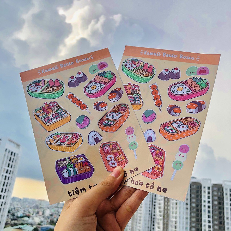 Sticker/hình dán Cơm Hộp Bento / Kawaii Bento Box - trang trí bullet journal,planner,sổ - tiemtaphoacona