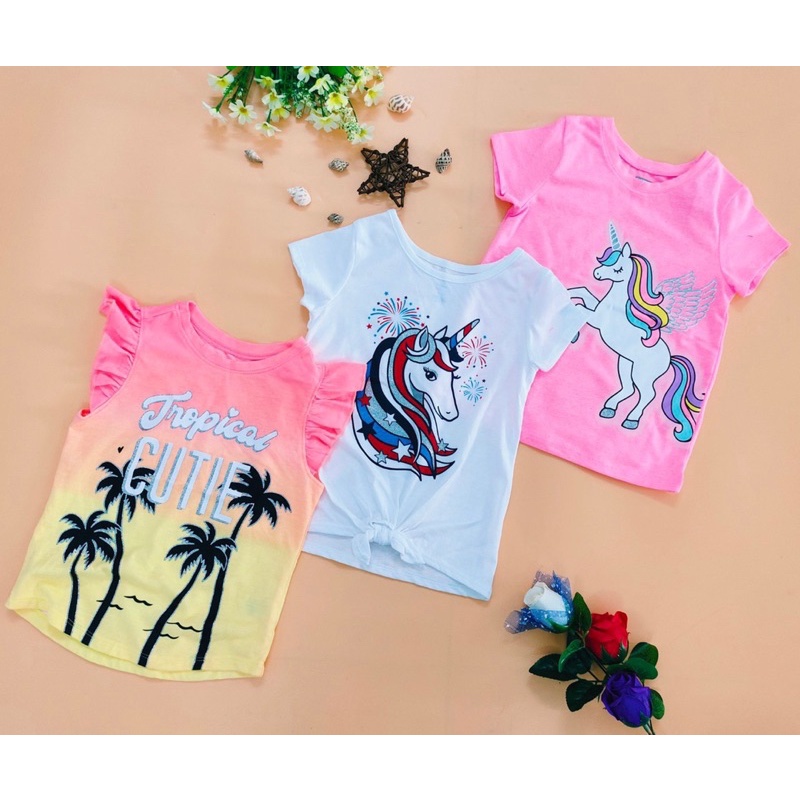 [SIZE 3T] Áo thun bé gái Garanimals xuất dư 11-15kg, áo phông cho bé gái thun cotton 1 2 3 4 5 tuổi - 3T AGG AGS AGP