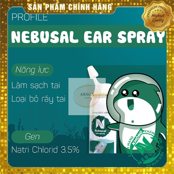 Dung dịch xịt tai Nebusal ear spray chai 50ml giúp vệ sinh tai hàng ngày dễ dàng