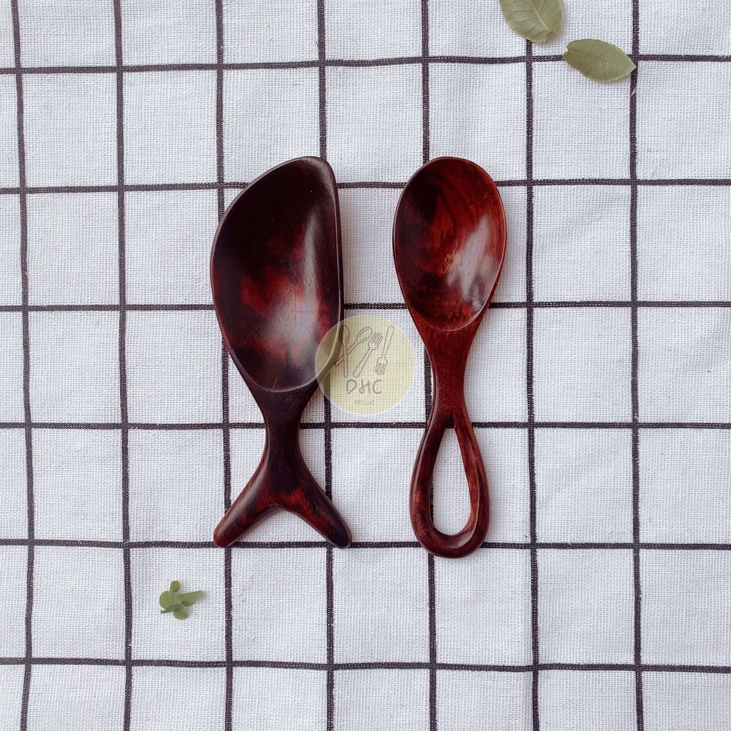 Thìa, muỗng xúc trà, cà phê, xúc hạt, gia vị bằng gỗ trắc đỏ loại đẹp DHC Decor