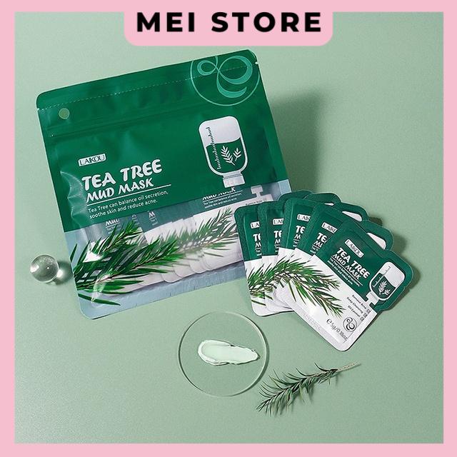 Set 12 Mặt Nạ Bùn Tea Tree Mud Mask Chiết Xuất Từ Cây Tràm Trà LAIKOU Loại Bỏ Mụn Đầu Đen