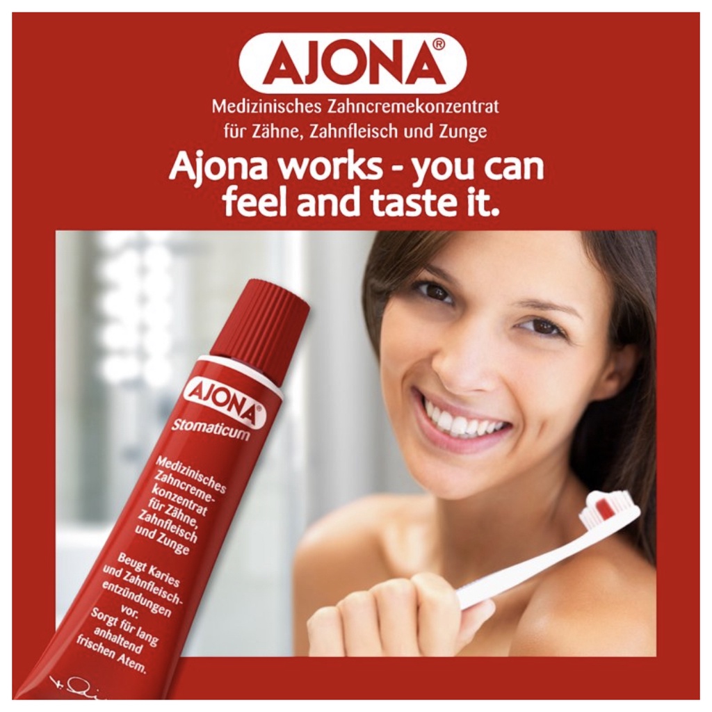 Kem đánh răng y tế trắng răng, ngừa sâu răng Ajona của Đức 25ml