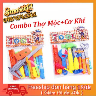 UY TÍN_Combo Đồ Chơi Dụng Cụ Sửa Chữa Thợ Cơ Khí + Thợ Mộc Cho Bé