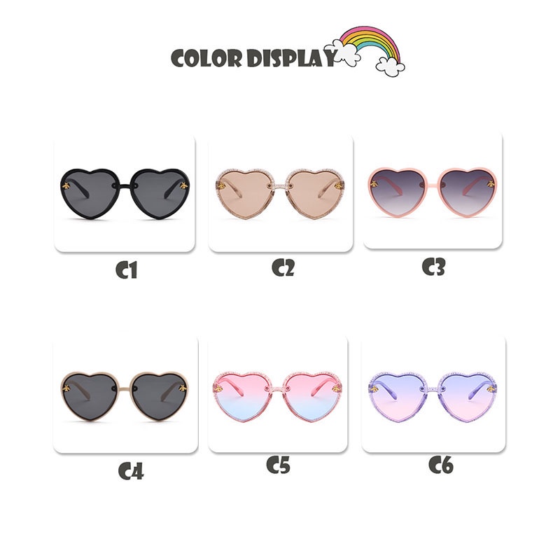 Kính mát hình trái tim chống tia UV400 thời trang cho bé