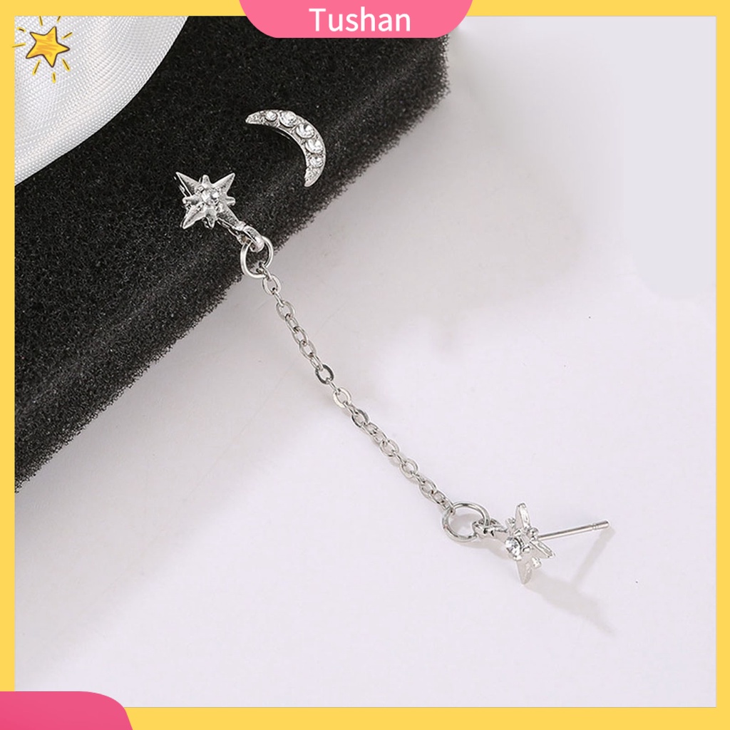 Đôi khuyên tai hình trăng sao đính đá thời trang cho nữ