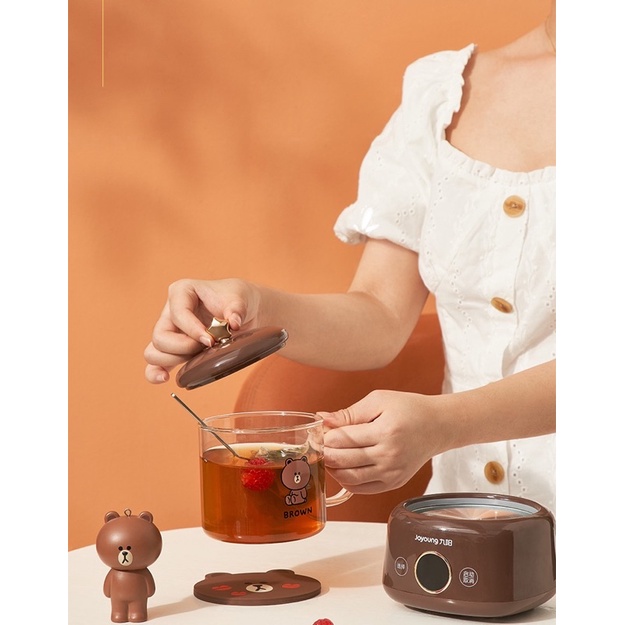 Ấm Đun Nước Joyoung Line Friends Mini Nấu Trà Đa Năng Gấu Brown, Vịt Sally Siêu Xinh