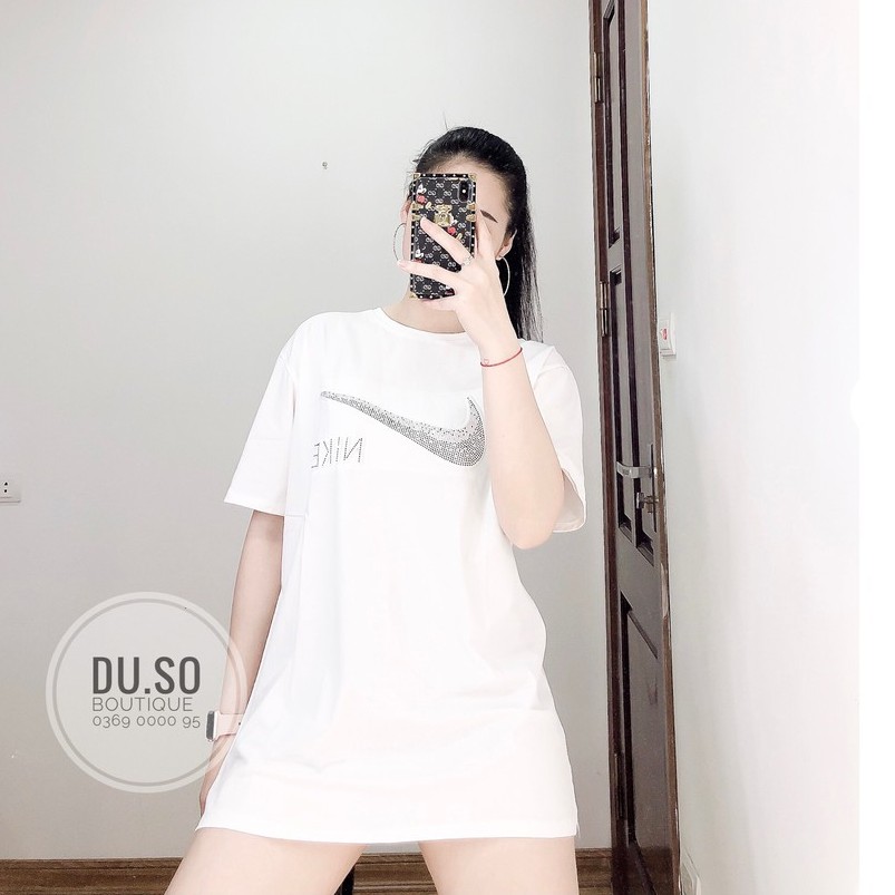 [Ảnh Thật + FREESHIP] Áo thun nam nữ Unisex Áo phông Oversize đính đá Nai Hàng QCCC 2 màu Đen, Trắng DUSO