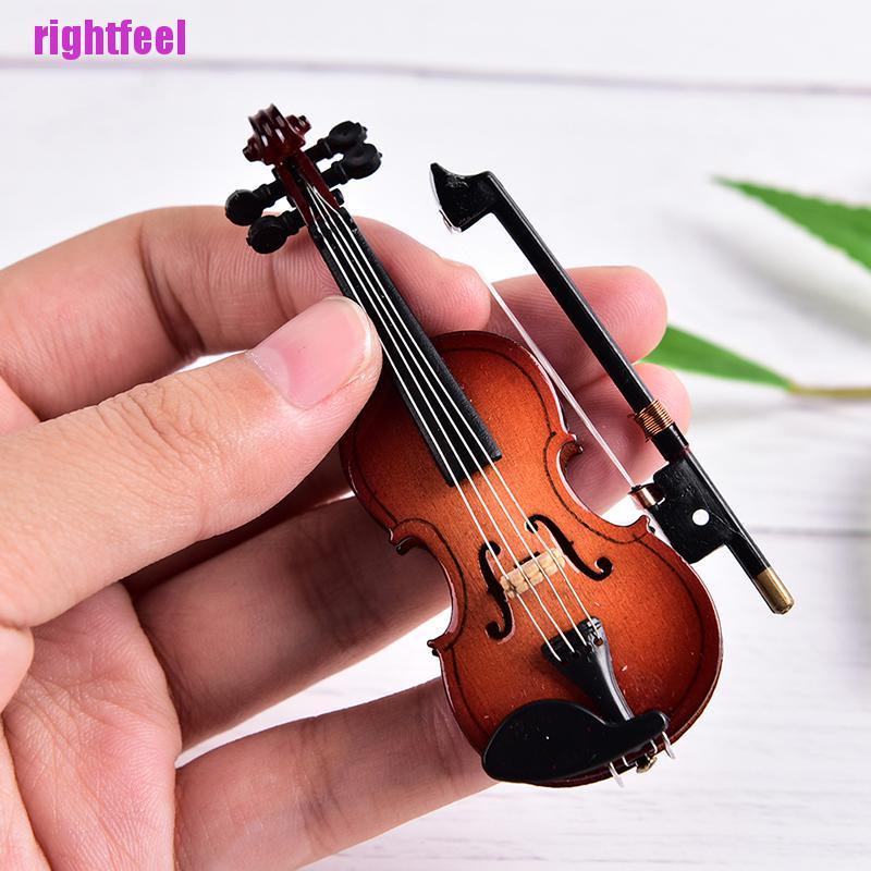 Mô Hình Đàn Violin Mini Bằng Gỗ Kèm Giá Đỡ Và Hộp Đựng Ốp