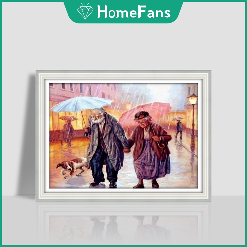 Bộ tranh đính đá 5D họa tiết ông già ngủ độc đáo DIY dùng trang trí nhà cửa 40x30