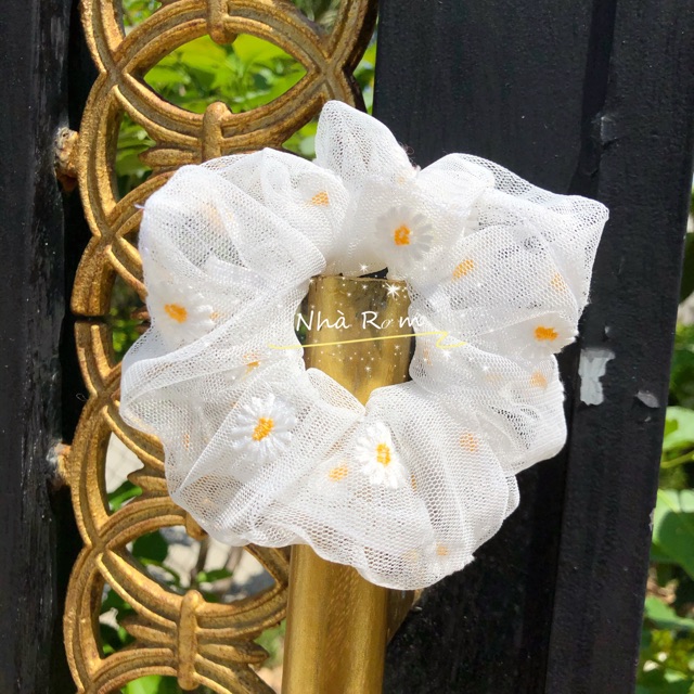 Cột tóc SCRUNCHIES cúc thêu 1-2 lớp