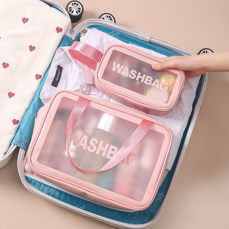 Túi đựng mỹ phẩm đồ du lịch WASHBAG trang điểm cá nhân Da Pu Nhựa PVC Trong Suốt Chống Nước Siêu đẹp