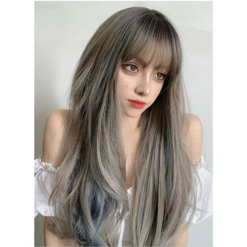 tóc giả xám line❤freeship 50k❤tóc giả line xanh cao câp-tặng lưới chùm tóc