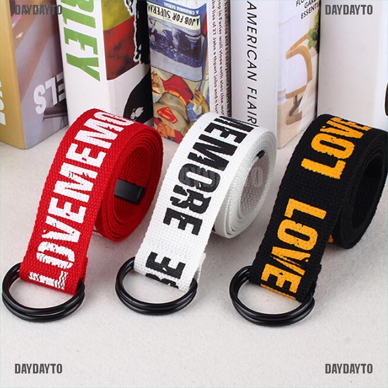 Thắt Lưng Vải Canvas Hai Lớp In Chữ D Phong Cách Harajuku Thời Trang