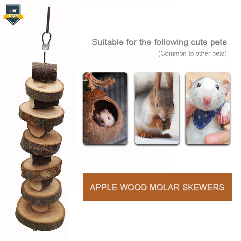 LS Wooden Hanging Tooth Grinding Toys Pet Chew Toy Guinea Pigs For Hamster Rabbit Chinchilla Cage Pendant Pet Supplies