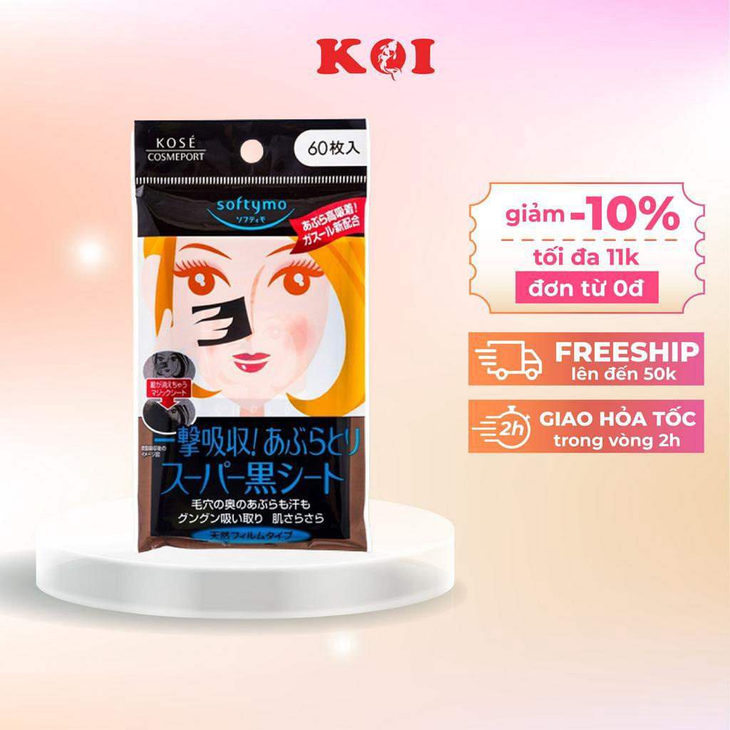 Giấy thấm dầu Kose Softymo than hoạt tính Oil Clear 60 tờ hạn chế bít tắc lỗ chân lông Nhật Bản