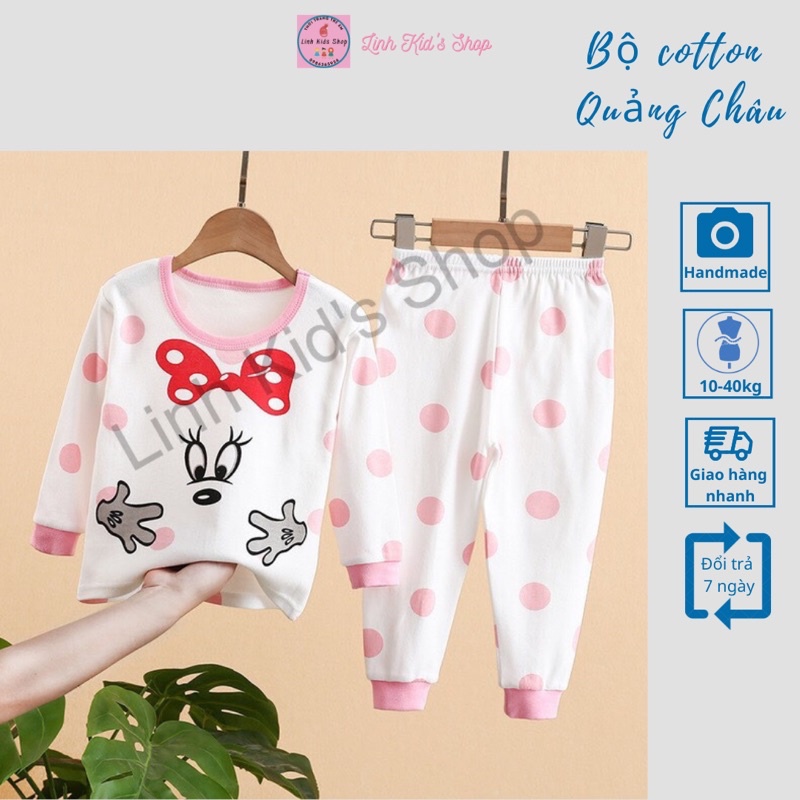 Bộ thu đông dài tay Quảng Châu chất cotton cho bé trai và bé gái 8-40kg size đại cồ