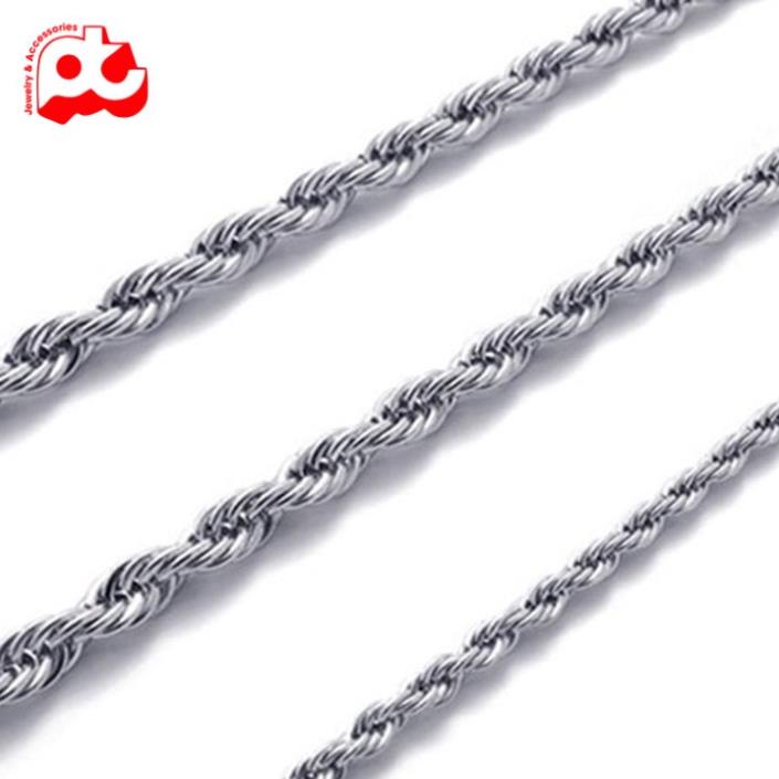 Dây chuyền dạng xoắn nam titan cao cấp đẹp sang trọng thép không gỉ buộc tàu PT JEWELRY màu trắng PTDCNA08