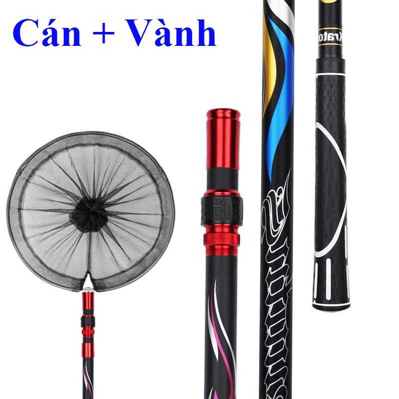 Vợt Cá Carbon Vành Tròn Thu Gọn Chuyên Dụng Câu Đài KK-15.