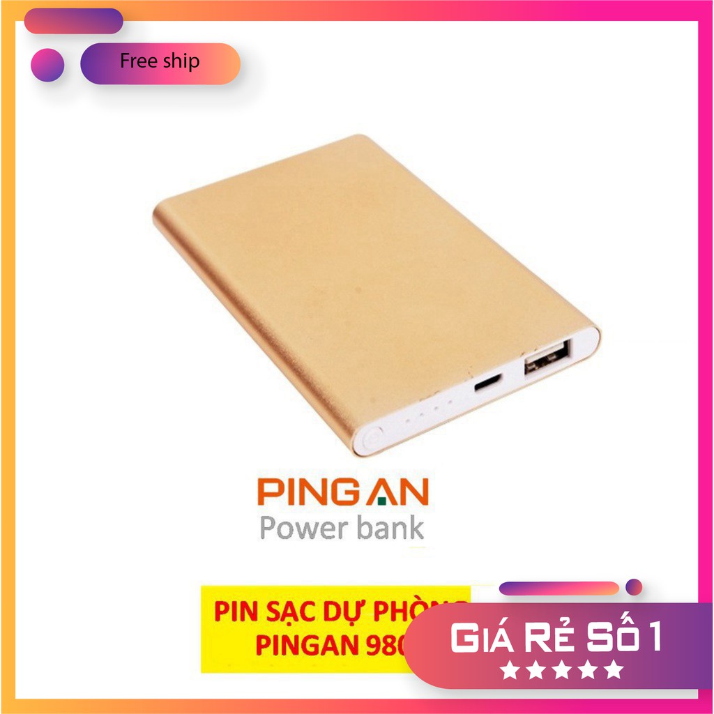 [Loại 1 Tốt Nhất]  Sạc Dự Phòng Pingan 9800mah Vỏ Nhôm Có Đèn Báo Pin