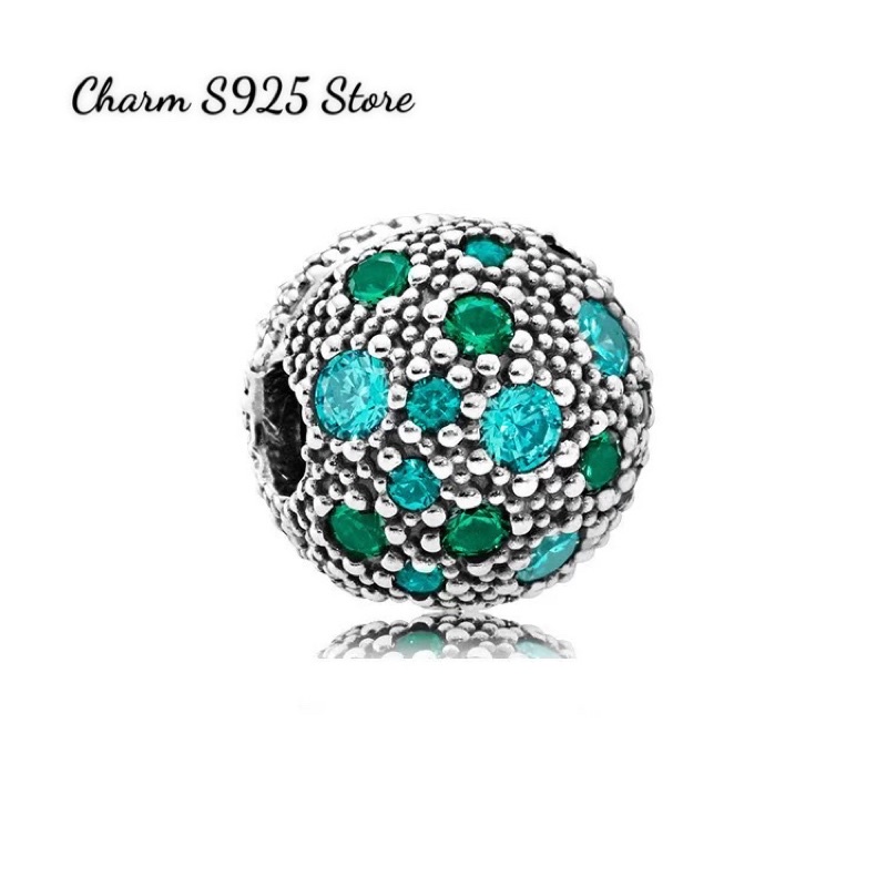 CHARM PAN ALE KHOÁ TRÒN CHẶN ĐÍNH ĐÁ NHIỀU MÀU BẠC S925 HÀNG CAO CẤP