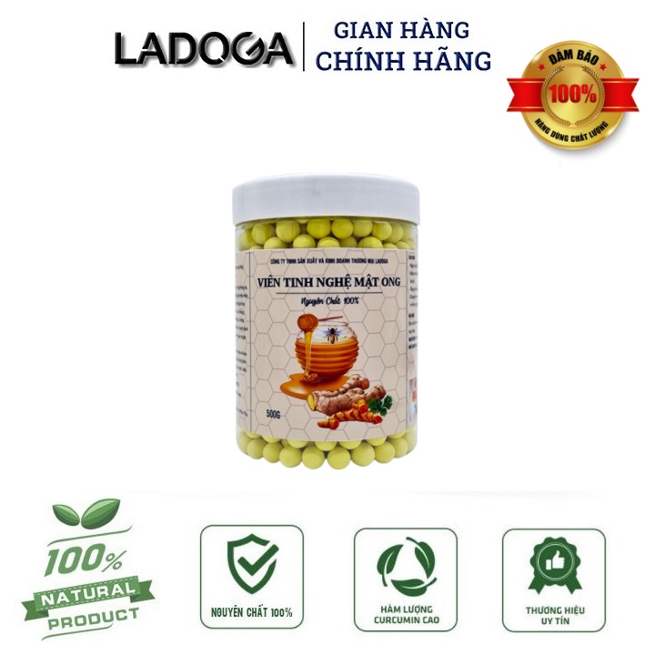 Viên Tinh bột nghệ mật ong LADOGA đóng hộp 500g
