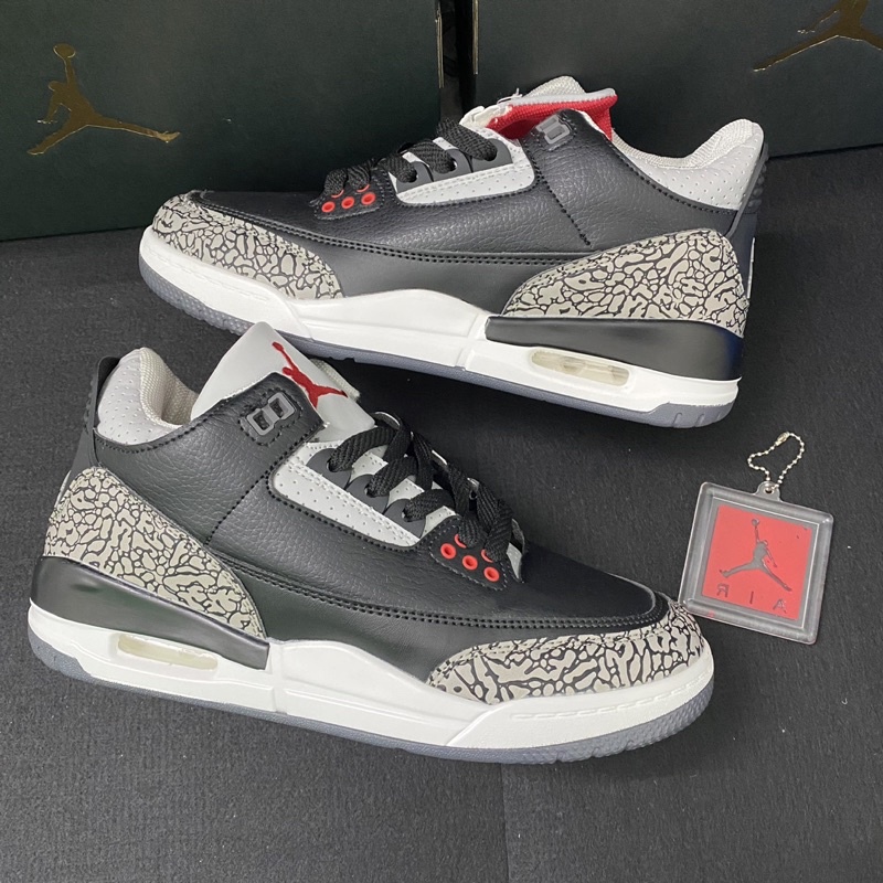Giày bóng rổ Jordan 3 đen đỏ kèm tag đẹp fullbox