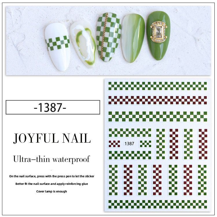 Miếng dán trang trí móng tay họa tiết sọc caro trắng đen độc đáo dành cho nữ