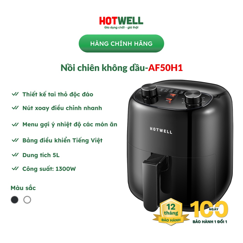 [Mã ELHADEV giảm 4% đơn 300K] Nồi chiên không dầu Hotwell 5.0L AF50H1