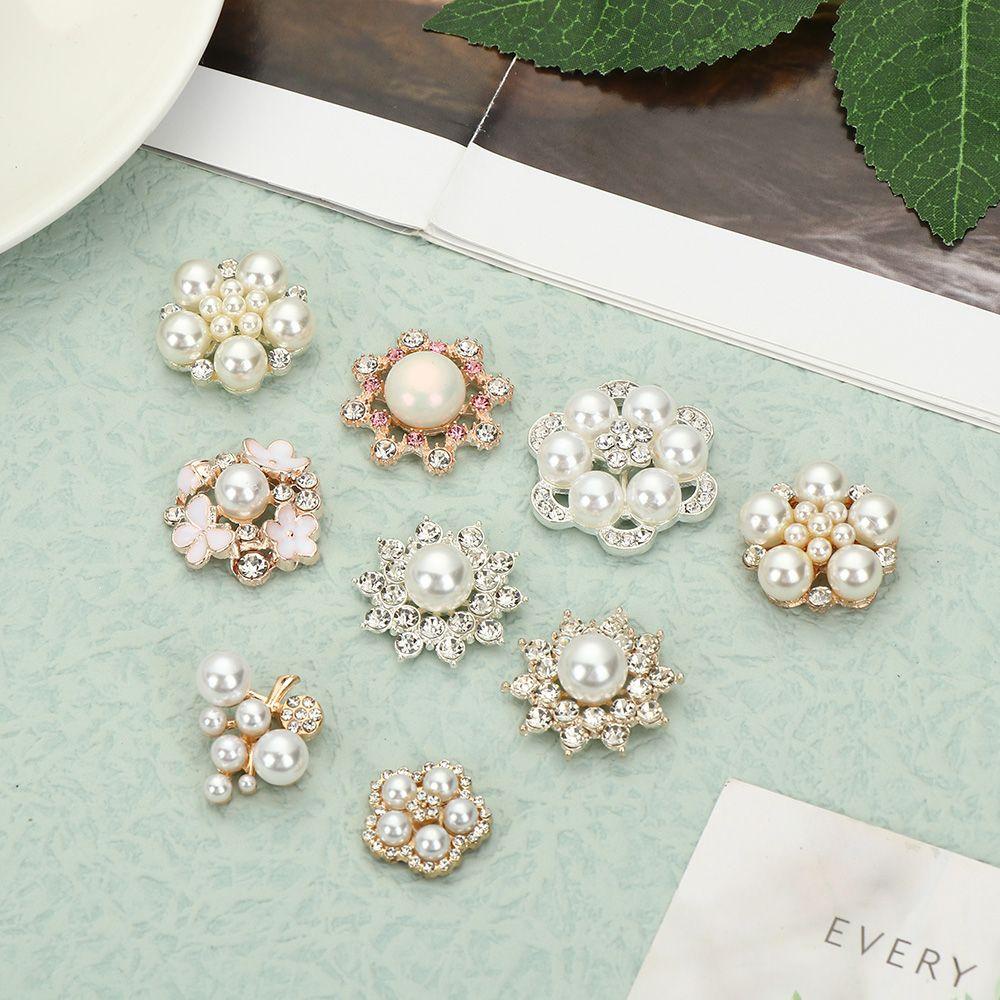 ❀SIMPLE❀ 5PCS Apparel Sewing|Buttons Flower-shaped Headwear Accessories Pearl Button DIY Craft Sparkling Hat Accessories|Pearl Hairpins