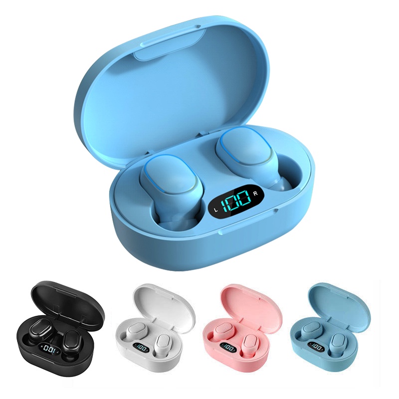 Tai Nghe Nhét Tai bluetooth Không Dây Bán Trong Một Màu Hồng Đen Trắng Xanh Dương Dễ Thương Có Ngăn Sạc Lại Cho Nữ