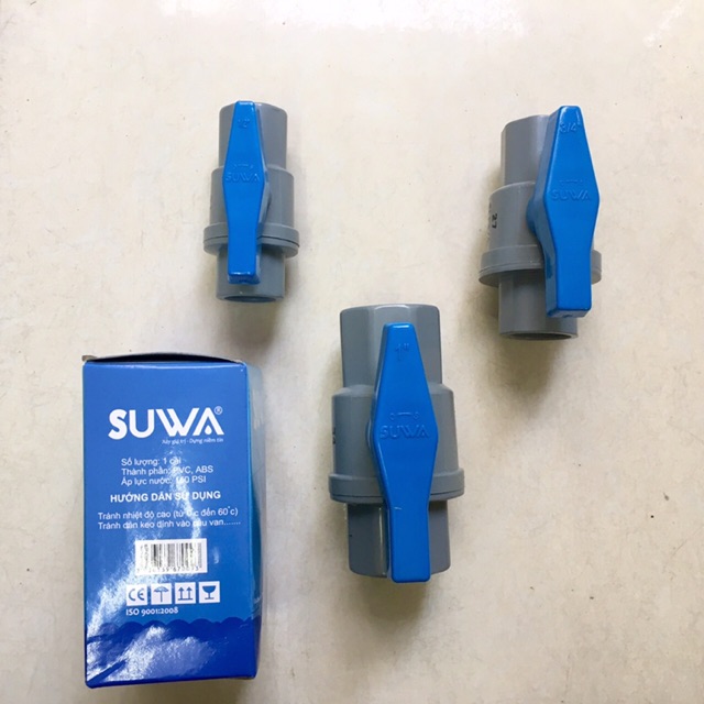 Van nhựa PVC suwa, bảo hành 6 tháng, 21 mm - 27 mm - 32 mm