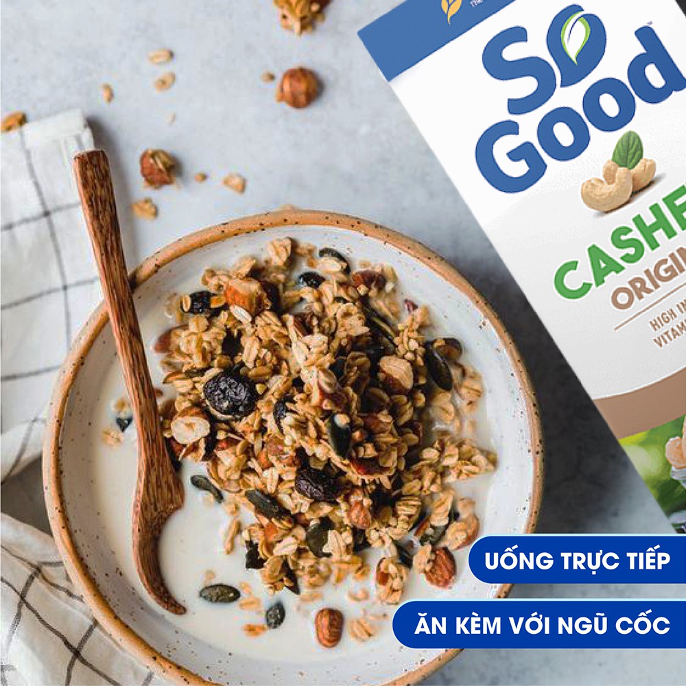 3 hộp sữa hạt điều nguyên chất và không đường So Good 1L, nhập khẩu Úc