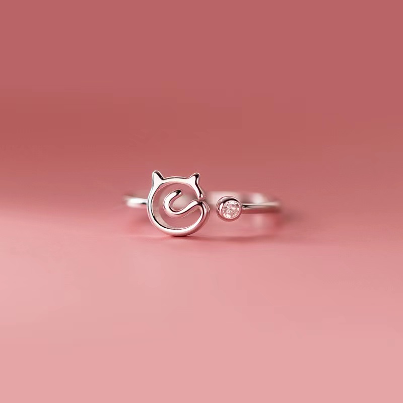 [Cois N] Nhẫn Kim Cương Hình Mèo Dễ Thương Cho Nữ Sinh