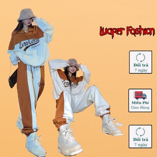 Sét đồ nữ,Bộ nỉ nữ Polo khóa cổ ZERO CIRCIE,From rộng tay bồng quần bo