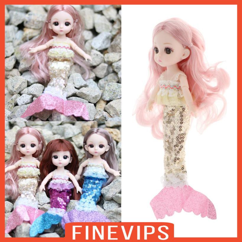 Bộ Búp Bê Bjd 13 16cm + Búp Bê Mắt Trang Điểm Làm Quà Tặng Sinh Nhật Cho Bé Gái