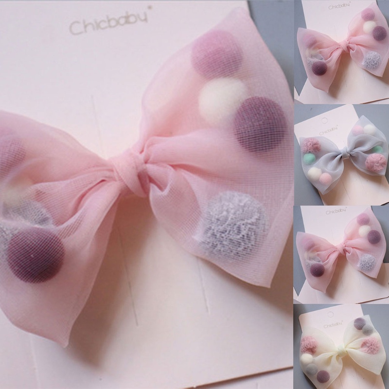 Kẹp Tóc Công Chúa Đính Bóng Lông Nhiều Màu Sắc Ngọt Ngào Cho Bé Gái