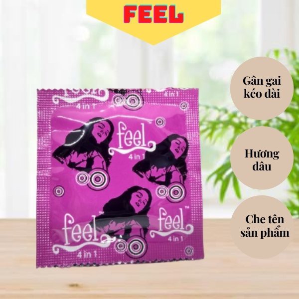 Bao Cao Su FEEL 4 IN 1 / Bao cao su Gân Gai - Kéo Dài Thời Gian Quan Hệ / bcs lẻ