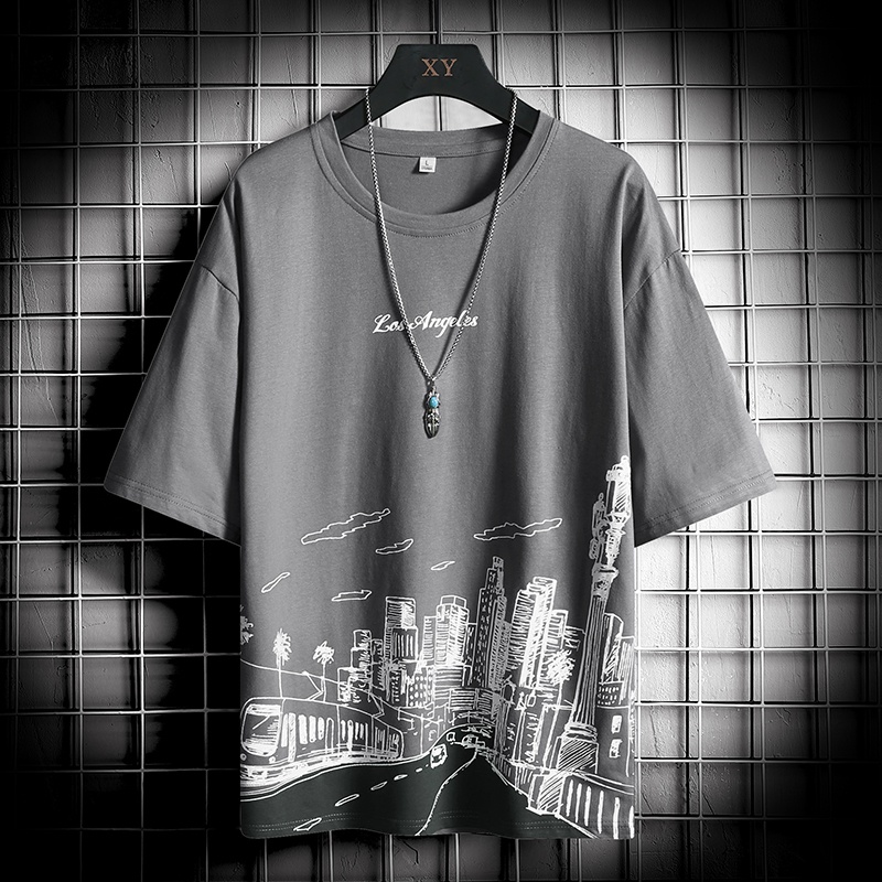 Áo Thun Tay Ngắn Cổ Tròn Dáng Rộng Thời Trang Mùa Hè Cho Nam Size M-3XL