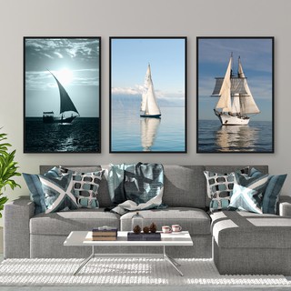 Bộ Tranh Canvas Cao Cấp Thuyền Buồm Vượt Biển Trang Trí Tường CV-033