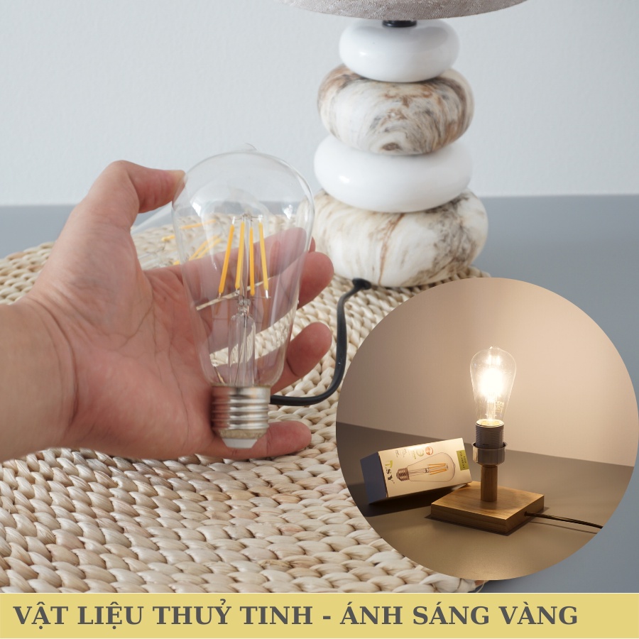 Bóng Đèn Led Trang Trí HUTA Edison ST64 4W Dimmer Điều Chỉnh Độ Sáng, Ánh Sáng Vàng Vintage, Decor Quán Cà Phê, Nhà Hàng