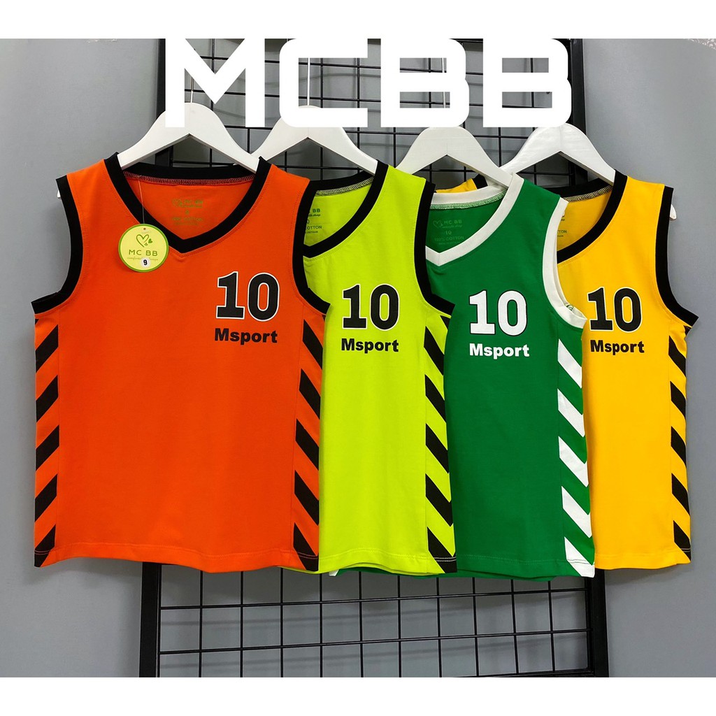 MCBB - 24-45Kg 100% Cotton Đồ Bộ Bé Trai Áo Ba Lỗ Bé Trai Quần Short Đùi Tanktop 10 Thun Áo Sát Nách Quần Áo Bé Trai Nam