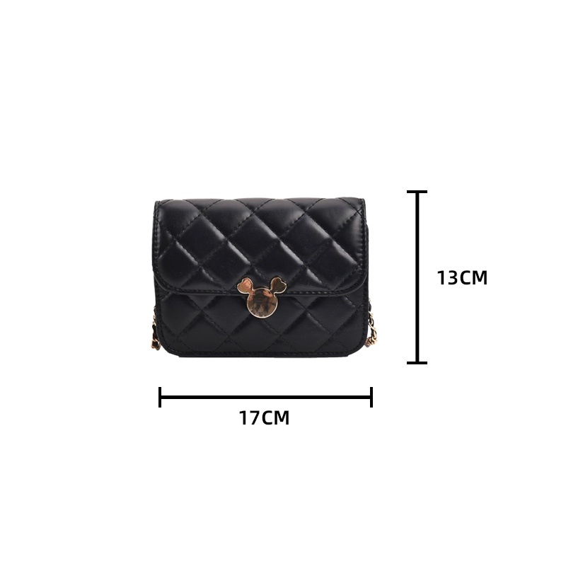 Túi dây xích hộp vuông Khóa mickey túi đeo chéo mini trần trám cao cấp đi chơi đi làm