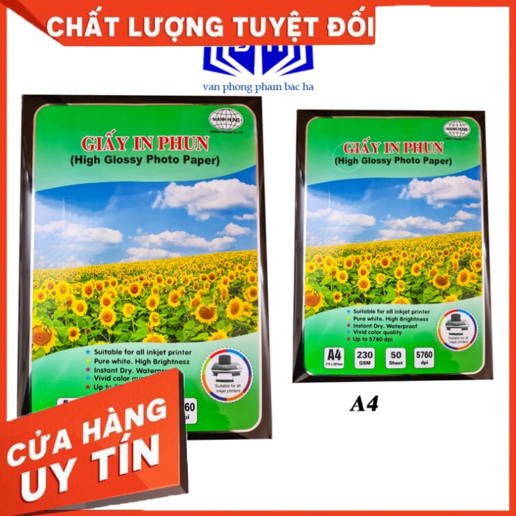 Giấy In Phun Định Lượng 230gms Khổ A3 - A4 Đẹp Sử Dụng Trong In Thiệp In Ảnh In Tờ Rơi